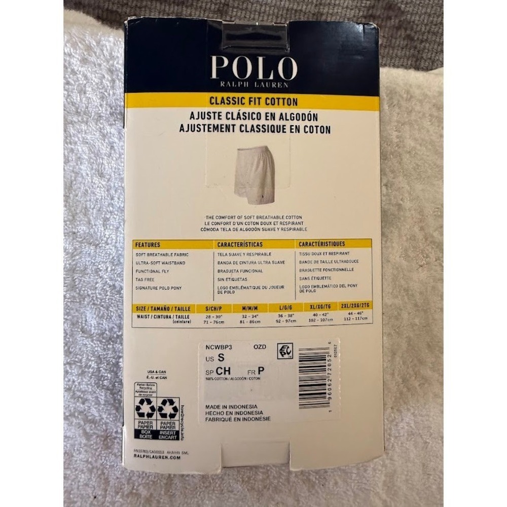 Polo Ralph Lauren 3 Pack Classic Fit Cotton‎ Woven Boxers Mens S White Blue NIB - Picture 3 of 6